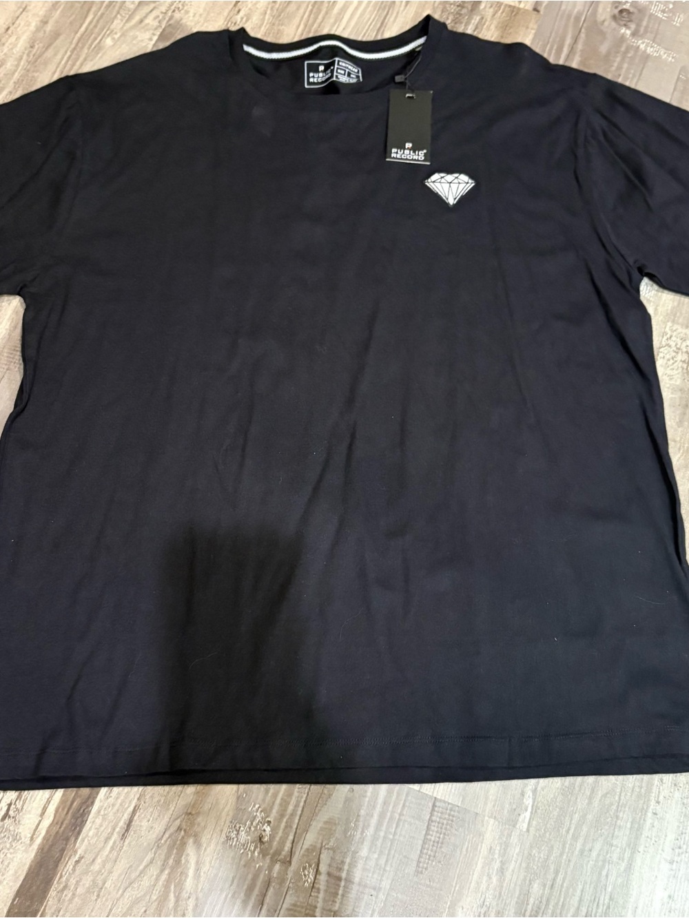 Public Record Streetwear Men’s Diamond Embroidered Black Tshirt SZ 3XL